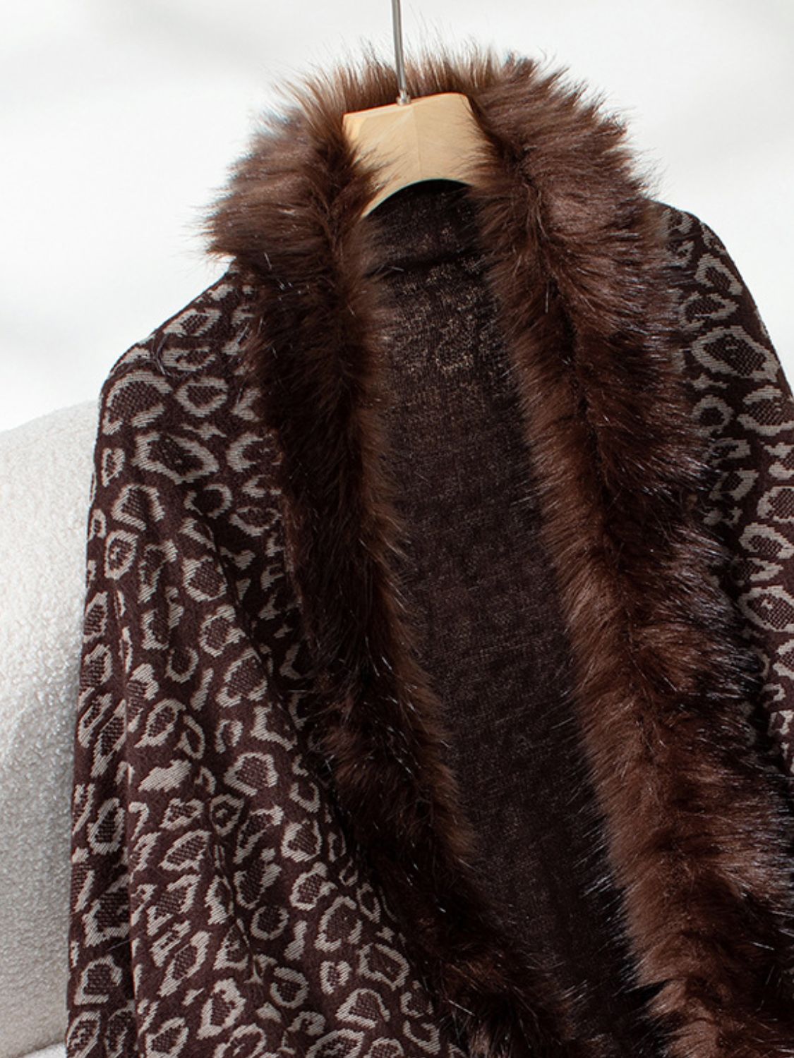 Fringe Leopard Sleeve Poncho - HOORR