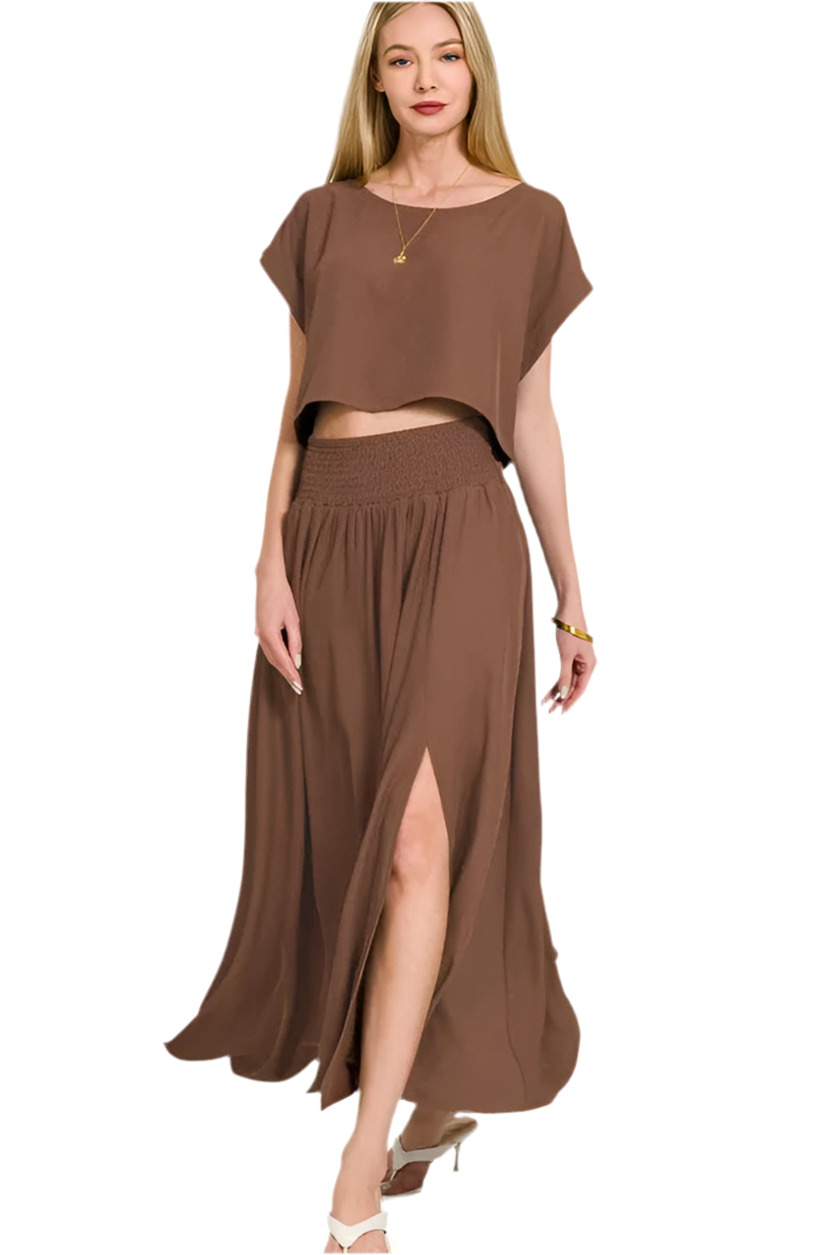 Woven Span Crop Tee & Skirt