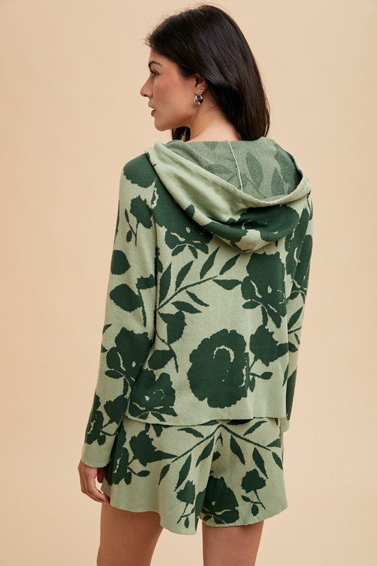 Flower Drawstring Hooded Sweater sets - HOORR