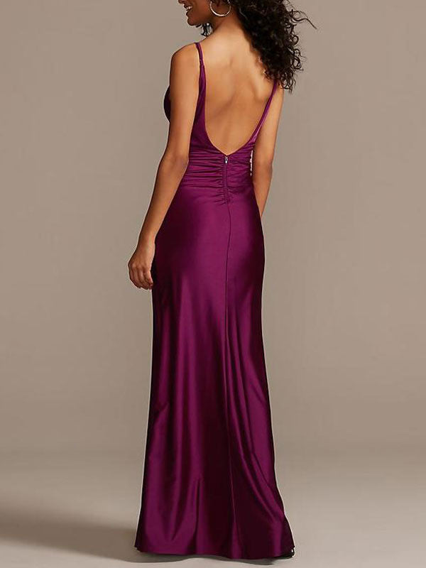 Satin Sheath Bridesmaid Dress