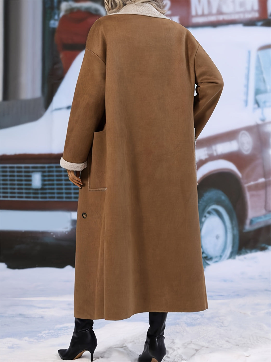 Plus Size Sherpa Longline Coat