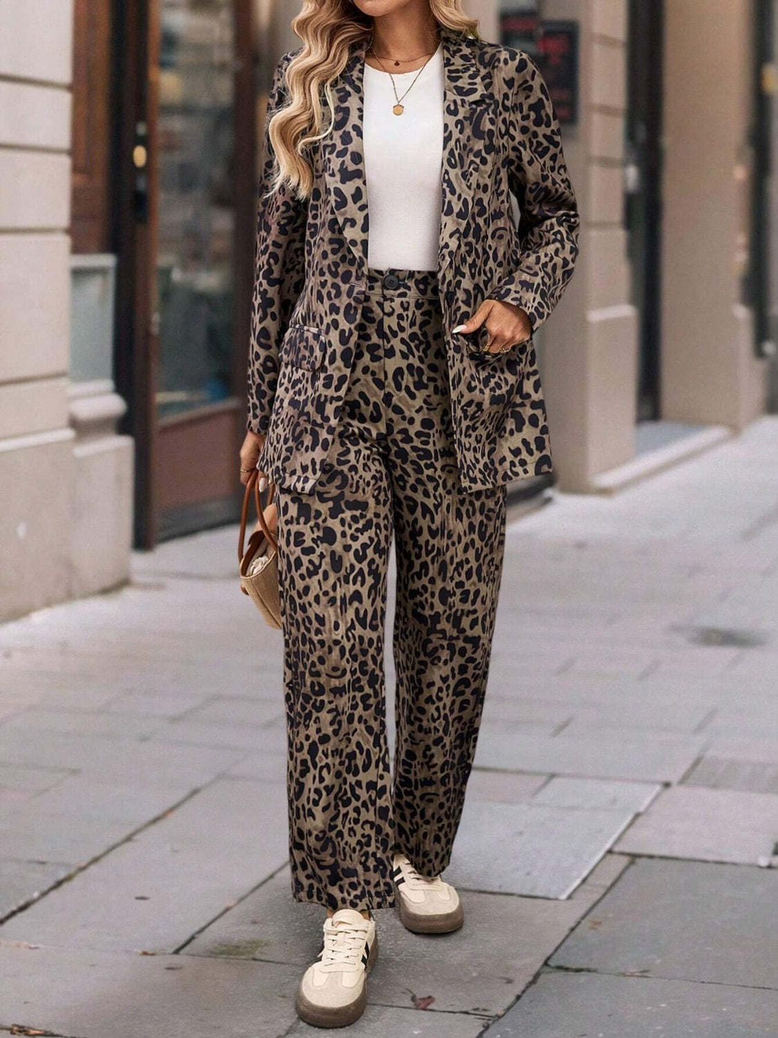 Leopard Blazer and Pants Set - HOORR