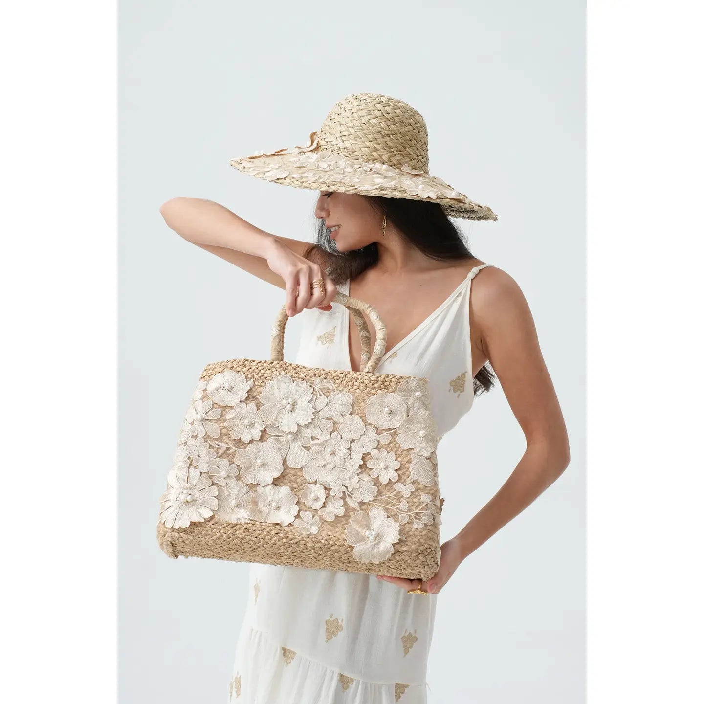 Fairy Lace & Pearl Straw Hat