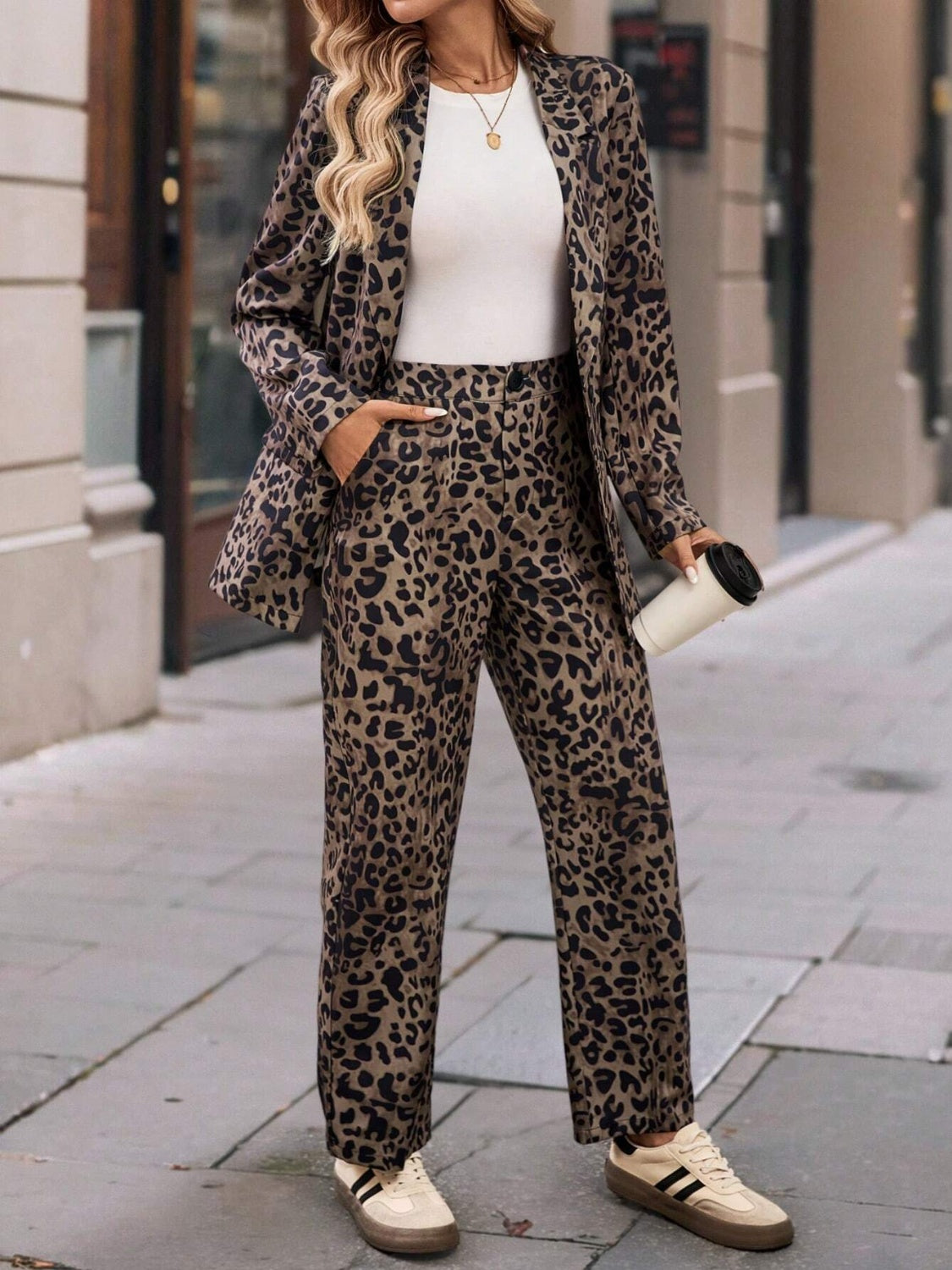 Leopard Blazer and Pants Set - HOORR