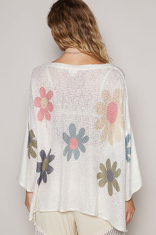 Flower Dropped Knit Top