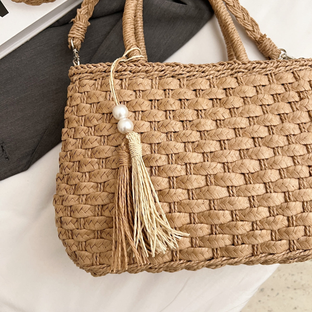 Braided Strap Weave Shoulder Bag - HOORR