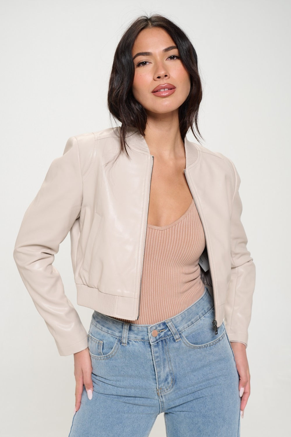 Zip Up Cropped Bomber Jacket - HOORR