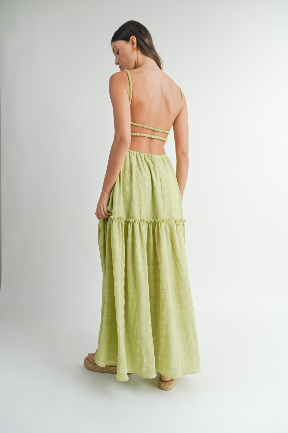 Cutout Waist Backless Maxi Dress - HOORR