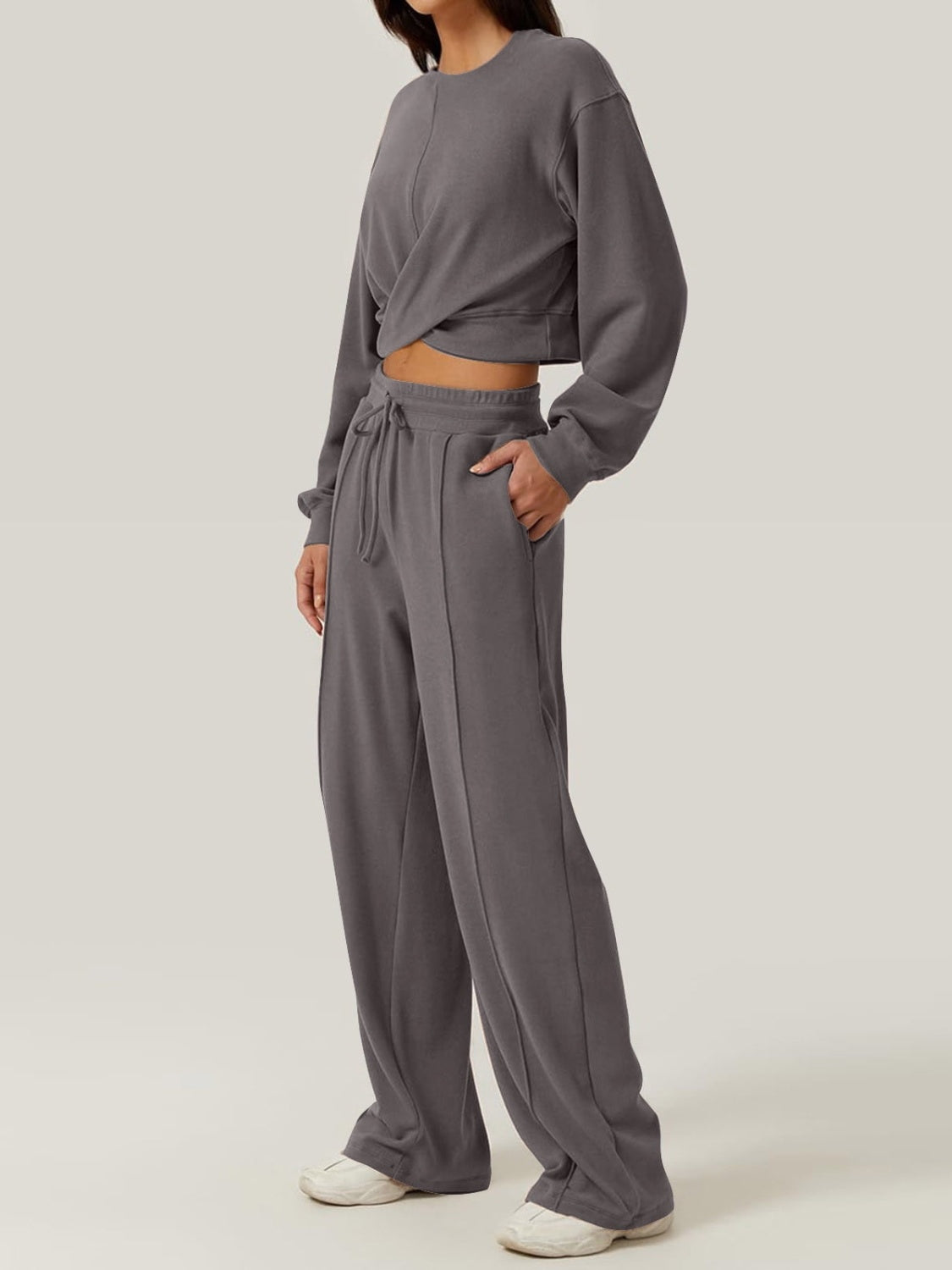 Crisscross Top and Drawstring Pants - HOORR