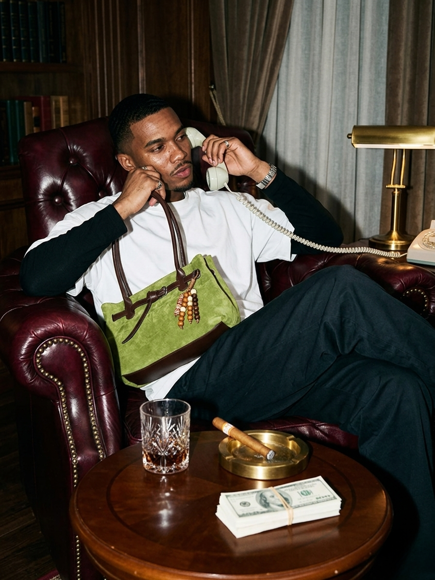 The Suede Luxe Bag - Olive Green